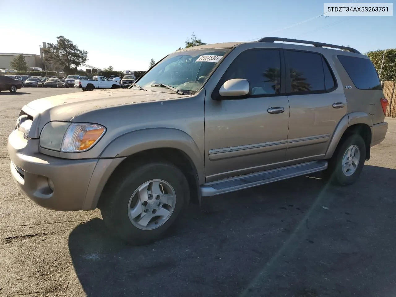 2005 Toyota Sequoia Sr5 VIN: 5TDZT34AX5S263751 Lot: 76904834