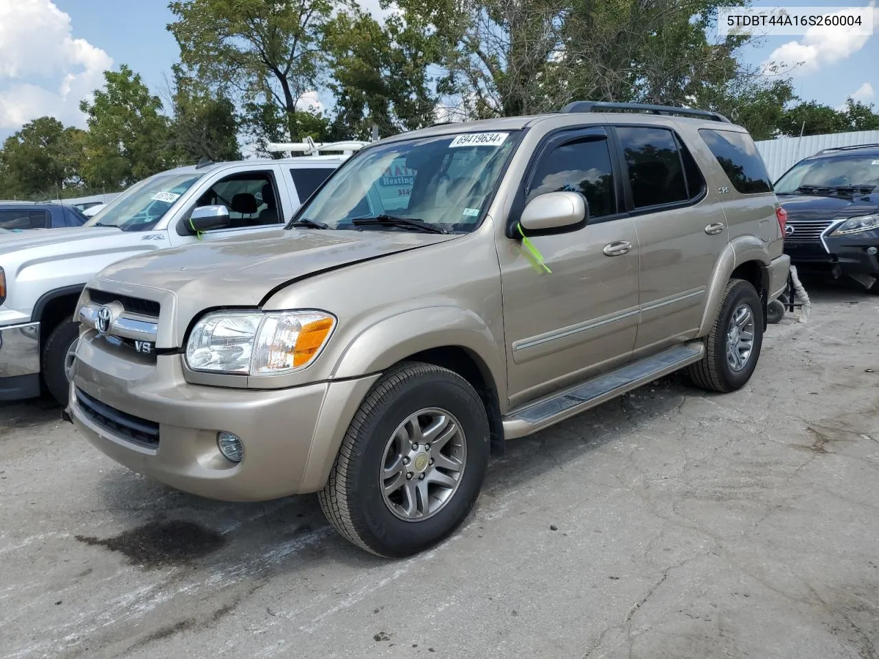 2006 Toyota Sequoia Sr5 VIN: 5TDBT44A16S260004 Lot: 69419634