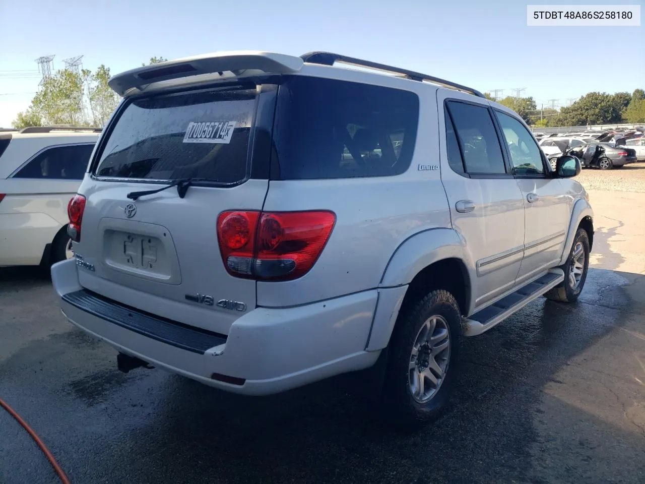 2006 Toyota Sequoia Limited VIN: 5TDBT48A86S258180 Lot: 70056714