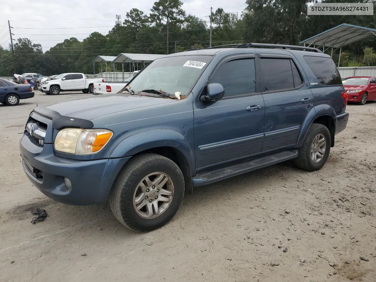 2006 Toyota Sequoia Limited VIN: 5TDZT38A96S274431 Lot: 75042404