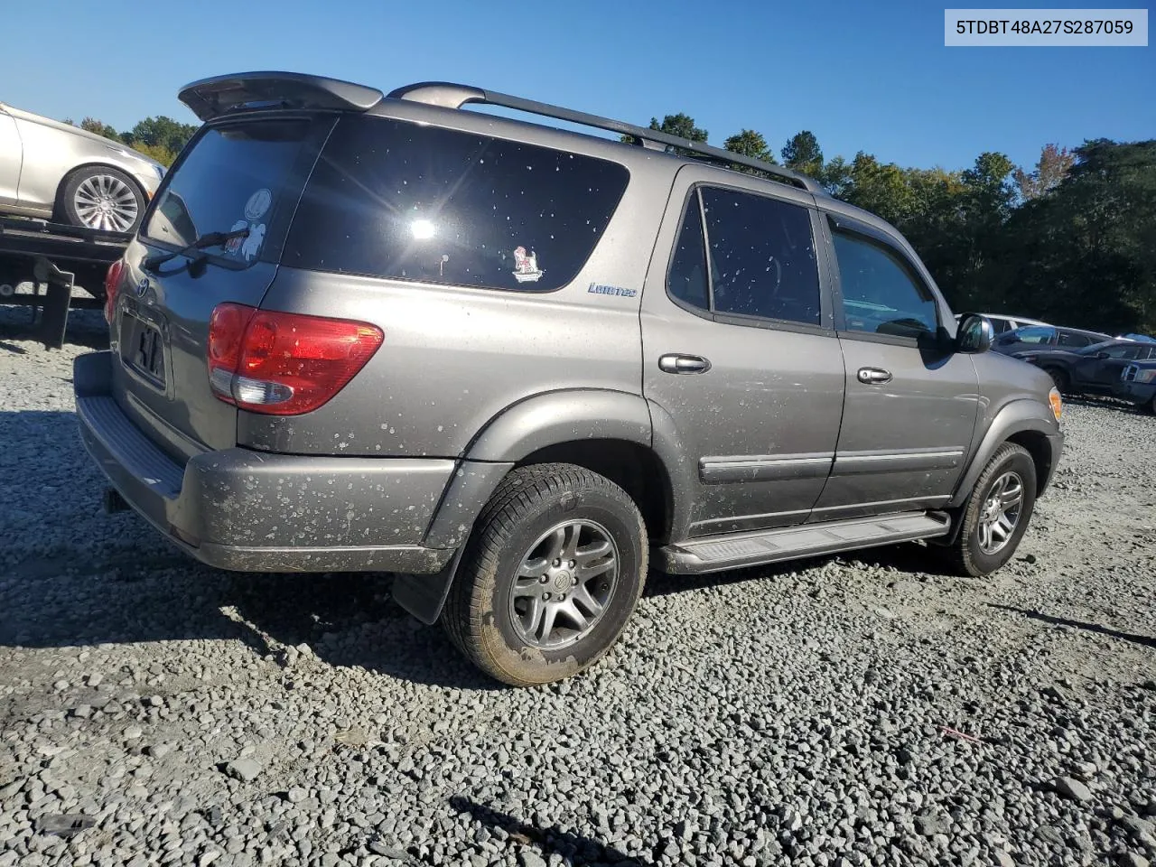 2007 Toyota Sequoia Limited VIN: 5TDBT48A27S287059 Lot: 75023624