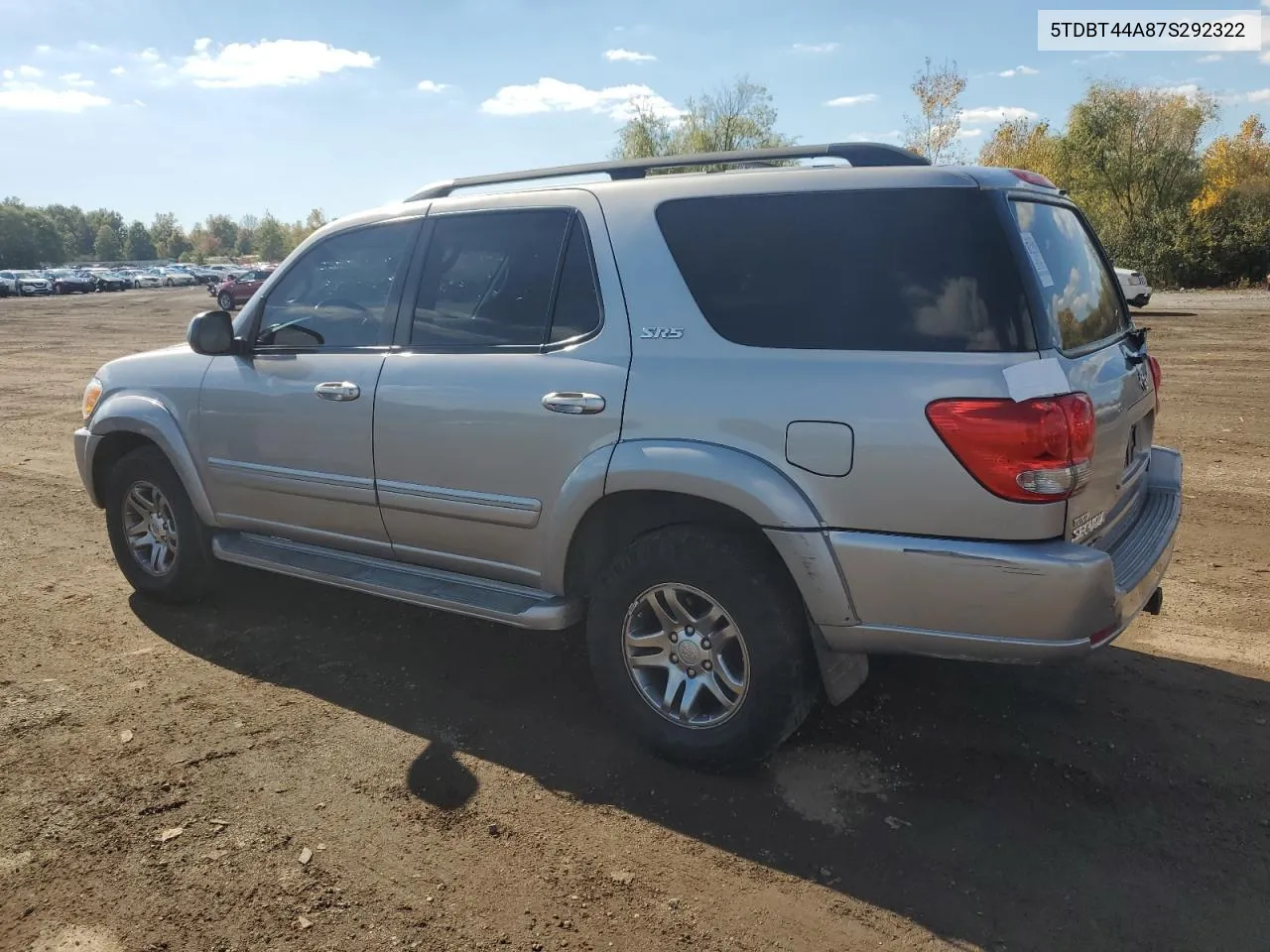 2007 Toyota Sequoia Sr5 VIN: 5TDBT44A87S292322 Lot: 76821364