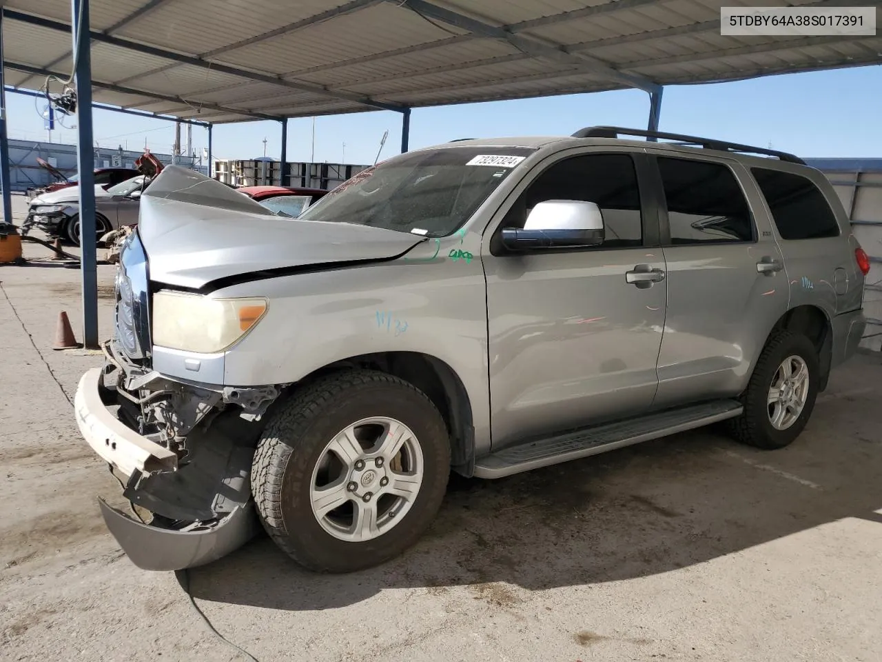 2008 Toyota Sequoia Sr5 VIN: 5TDBY64A38S017391 Lot: 73297324