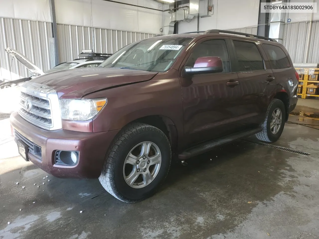 2008 Toyota Sequoia Sr5 VIN: 5TDBY64A18S002906 Lot: 75354894