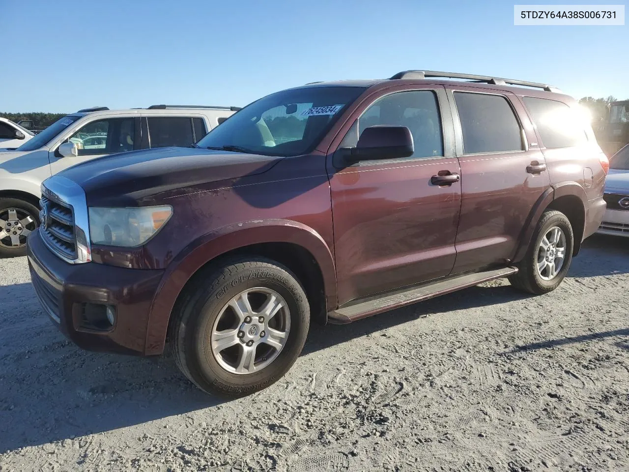 2008 Toyota Sequoia Sr5 VIN: 5TDZY64A38S006731 Lot: 76245034