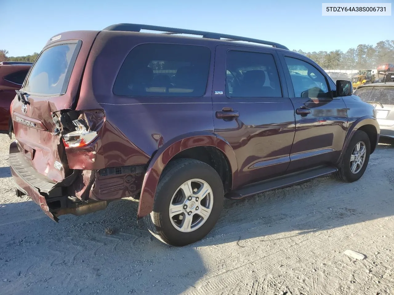 2008 Toyota Sequoia Sr5 VIN: 5TDZY64A38S006731 Lot: 76245034