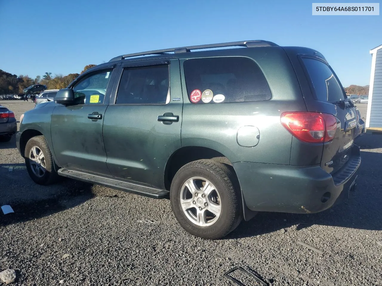 2008 Toyota Sequoia Sr5 VIN: 5TDBY64A68S011701 Lot: 76847654