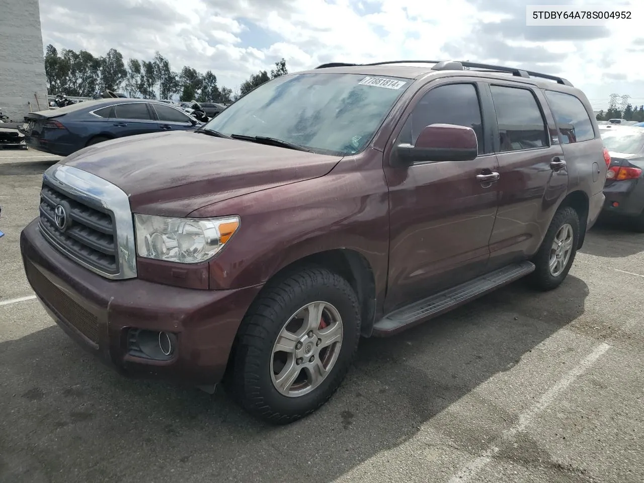 2008 Toyota Sequoia Sr5 VIN: 5TDBY64A78S004952 Lot: 77881814