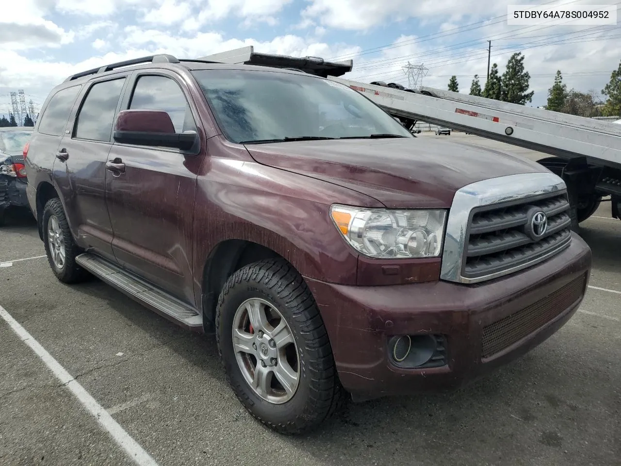 2008 Toyota Sequoia Sr5 VIN: 5TDBY64A78S004952 Lot: 77881814