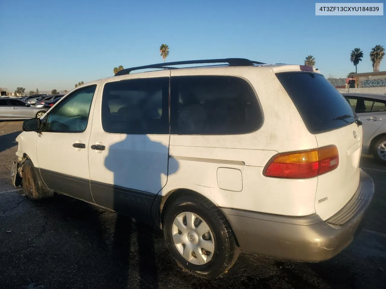 2000 Toyota Sienna Le VIN: 4T3ZF13CXYU184839 Lot: 80035434