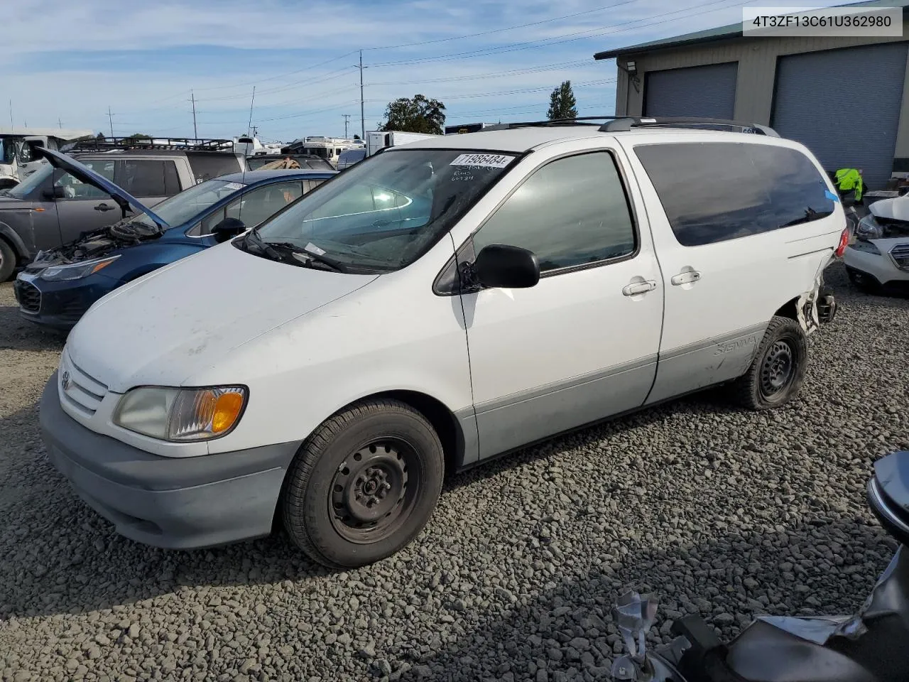 2001 Toyota Sienna Le VIN: 4T3ZF13C61U362980 Lot: 71986484