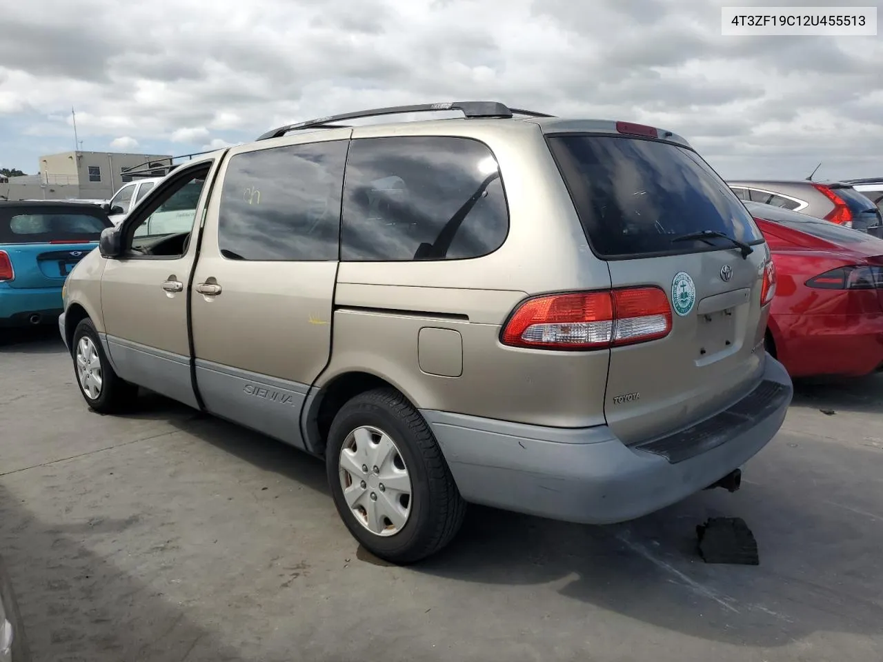 2002 Toyota Sienna Ce VIN: 4T3ZF19C12U455513 Lot: 74090554