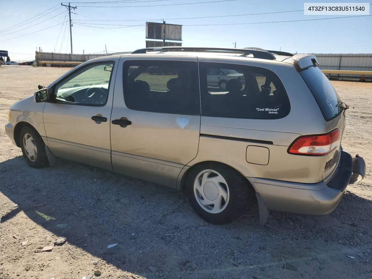 2003 Toyota Sienna Le VIN: 4T3ZF13C83U511540 Lot: 70905154