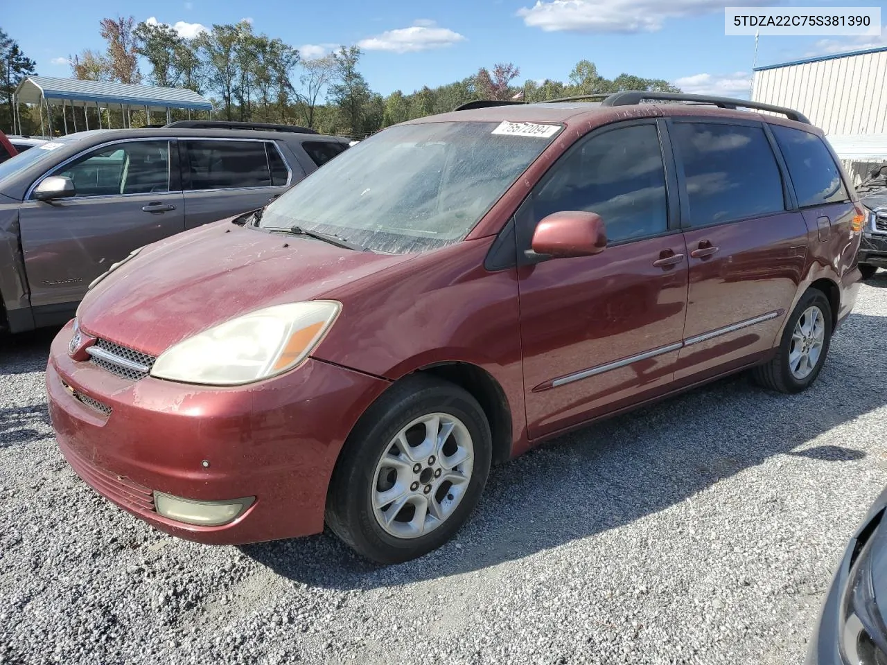 2005 Toyota Sienna Xle VIN: 5TDZA22C75S381390 Lot: 76572094