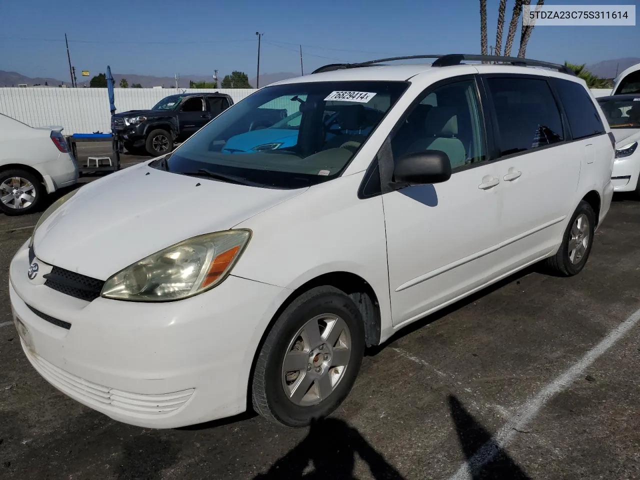 2005 Toyota Sienna Ce VIN: 5TDZA23C75S311614 Lot: 76829414