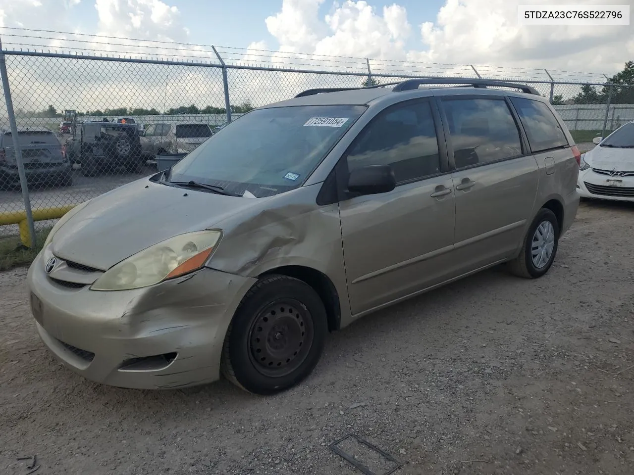 2006 Toyota Sienna Ce VIN: 5TDZA23C76S522796 Lot: 72591054