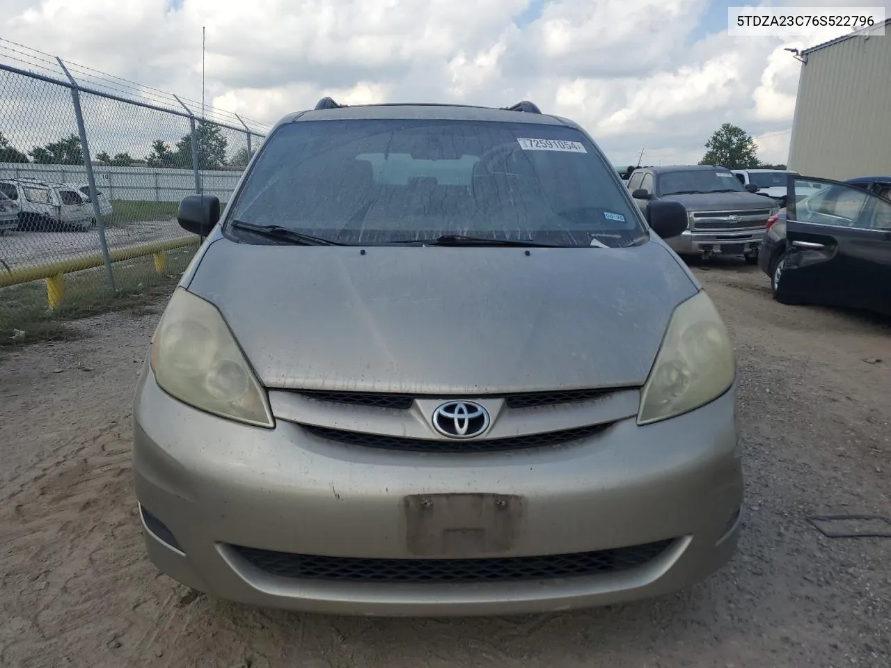 2006 Toyota Sienna Ce VIN: 5TDZA23C76S522796 Lot: 72591054