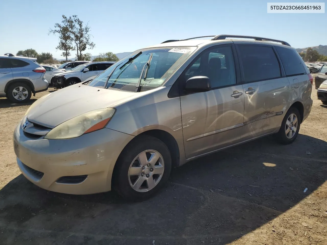 2006 Toyota Sienna Ce VIN: 5TDZA23C66S451963 Lot: 74338854