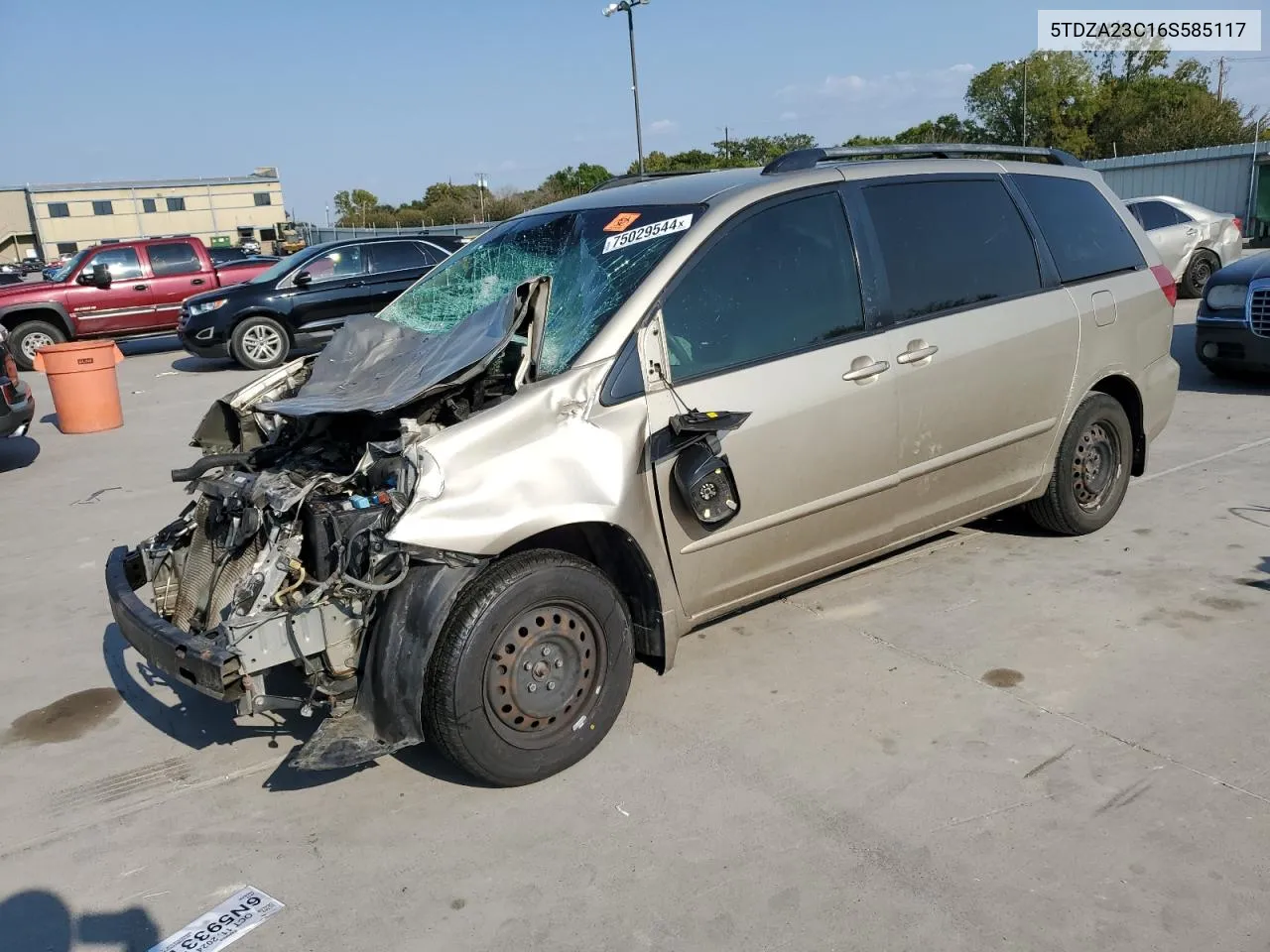 2006 Toyota Sienna Ce VIN: 5TDZA23C16S585117 Lot: 75029544