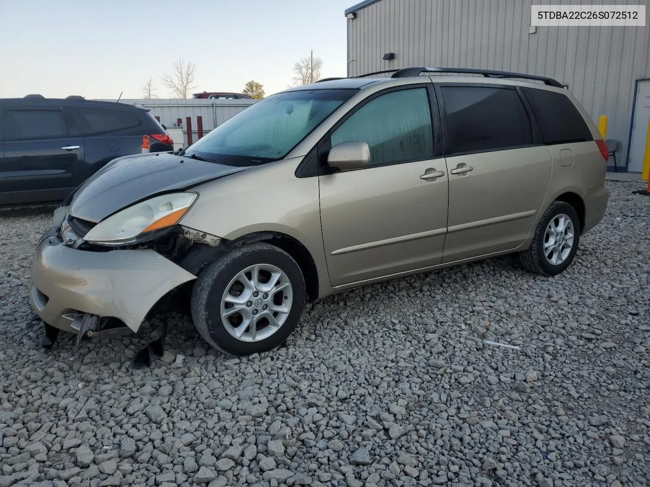 2006 Toyota Sienna Xle VIN: 5TDBA22C26S072512 Lot: 75196324