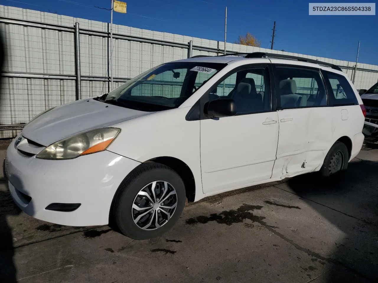 2006 Toyota Sienna Ce VIN: 5TDZA23C86S504338 Lot: 77826644