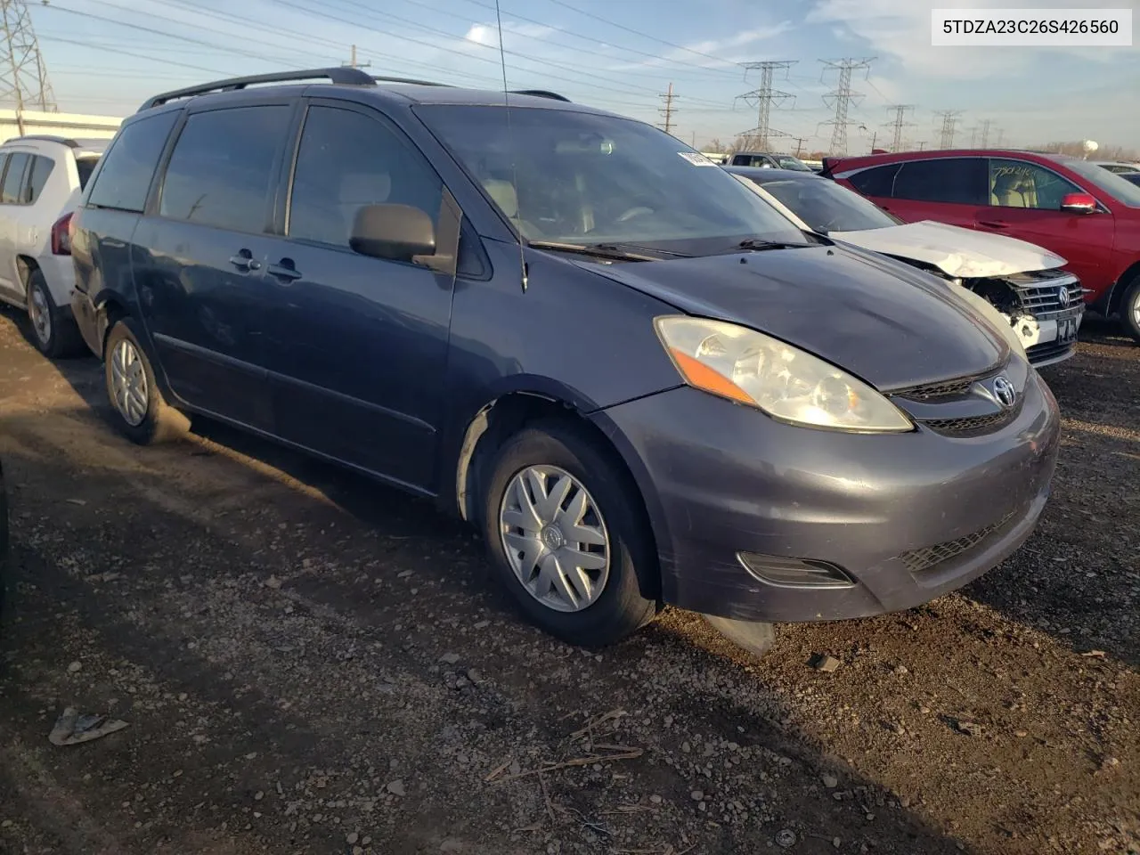 2006 Toyota Sienna Ce VIN: 5TDZA23C26S426560 Lot: 78054184