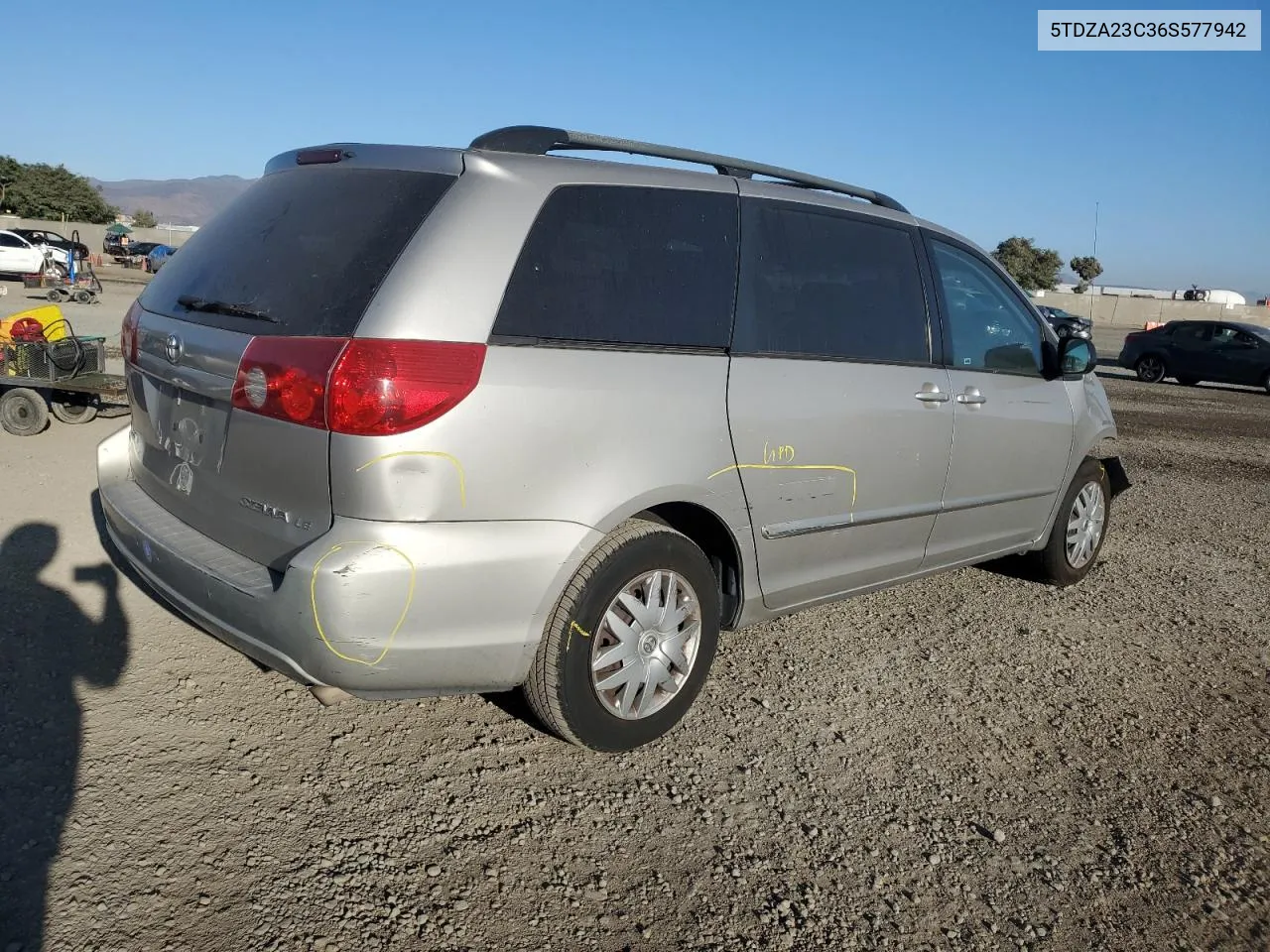 2006 Toyota Sienna Ce VIN: 5TDZA23C36S577942 Lot: 78205424