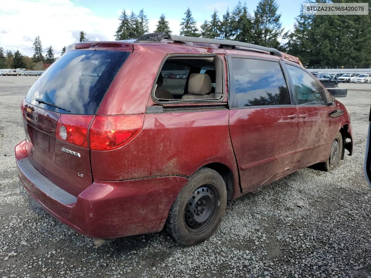 2006 Toyota Sienna Ce VIN: 5TDZA23C96S420075 Lot: 78207054