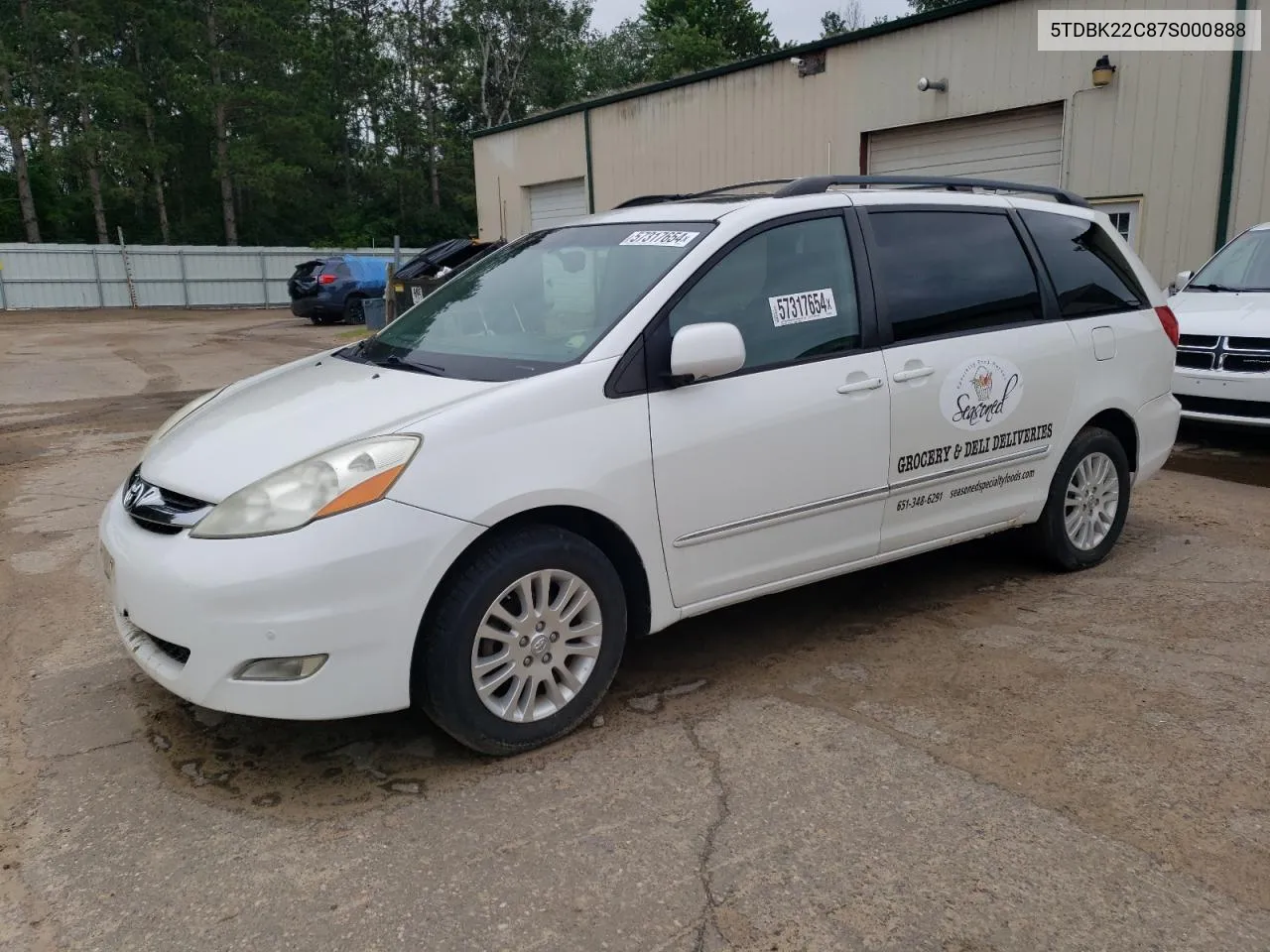 2007 Toyota Sienna Xle VIN: 5TDBK22C87S000888 Lot: 57317654