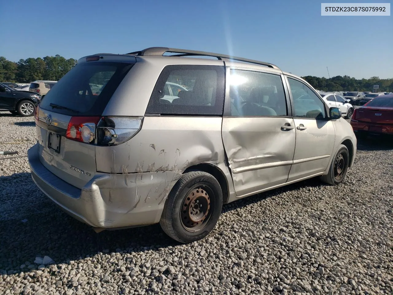 2007 Toyota Sienna Ce VIN: 5TDZK23C87S075992 Lot: 77473984