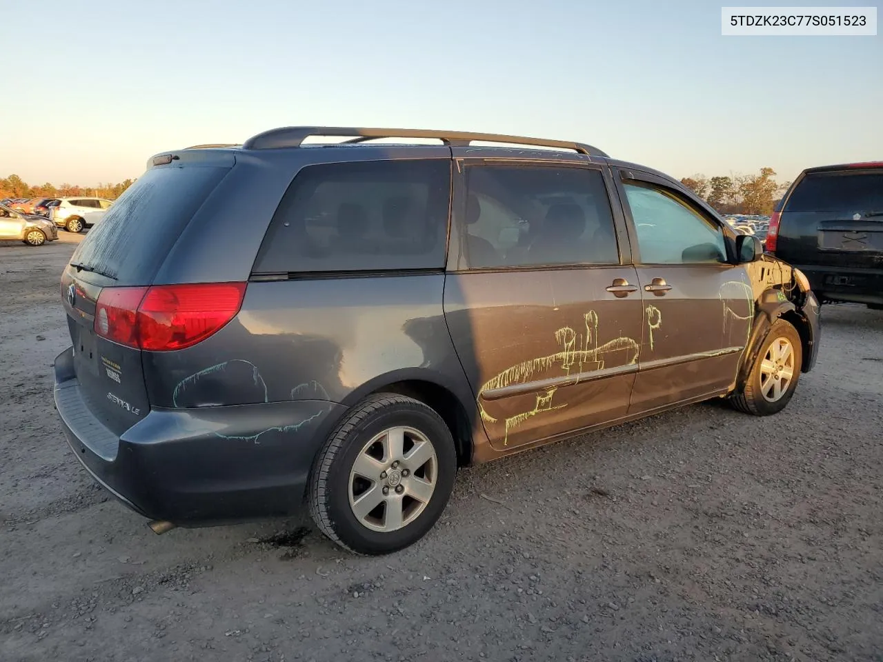 2007 Toyota Sienna Ce VIN: 5TDZK23C77S051523 Lot: 78670384