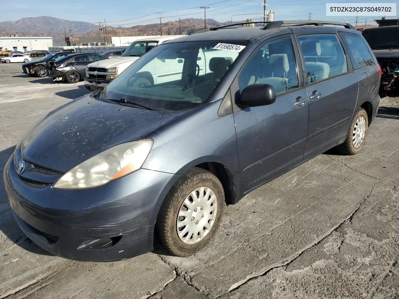 2007 Toyota Sienna Ce VIN: 5TDZK23C87S049702 Lot: 81590574