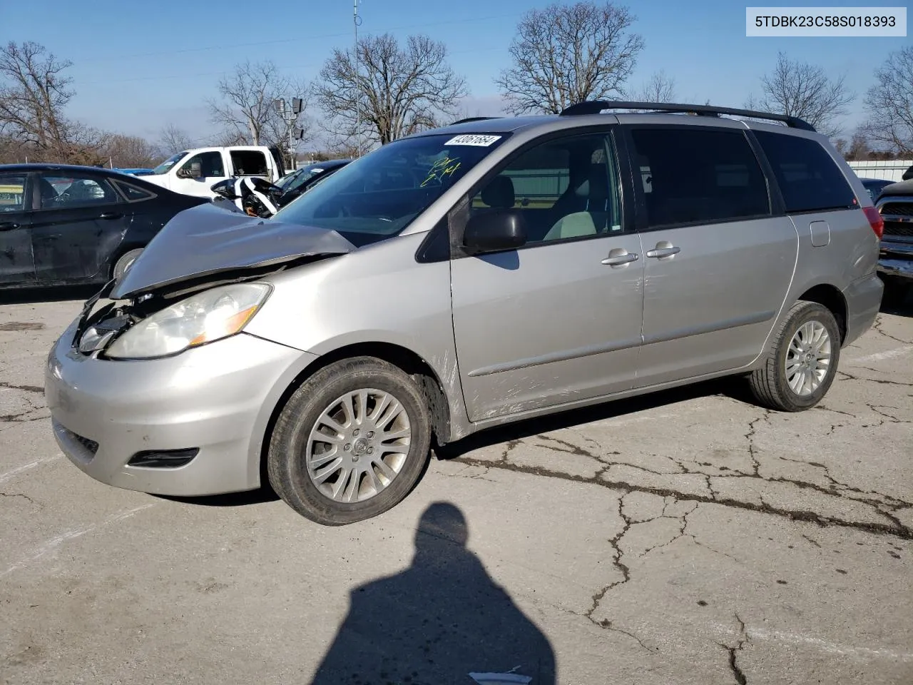 2008 Toyota Sienna Le VIN: 5TDBK23C58S018393 Lot: 43061664