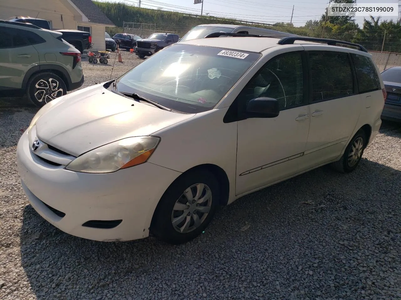 2008 Toyota Sienna Ce VIN: 5TDZK23C78S199009 Lot: 69202374