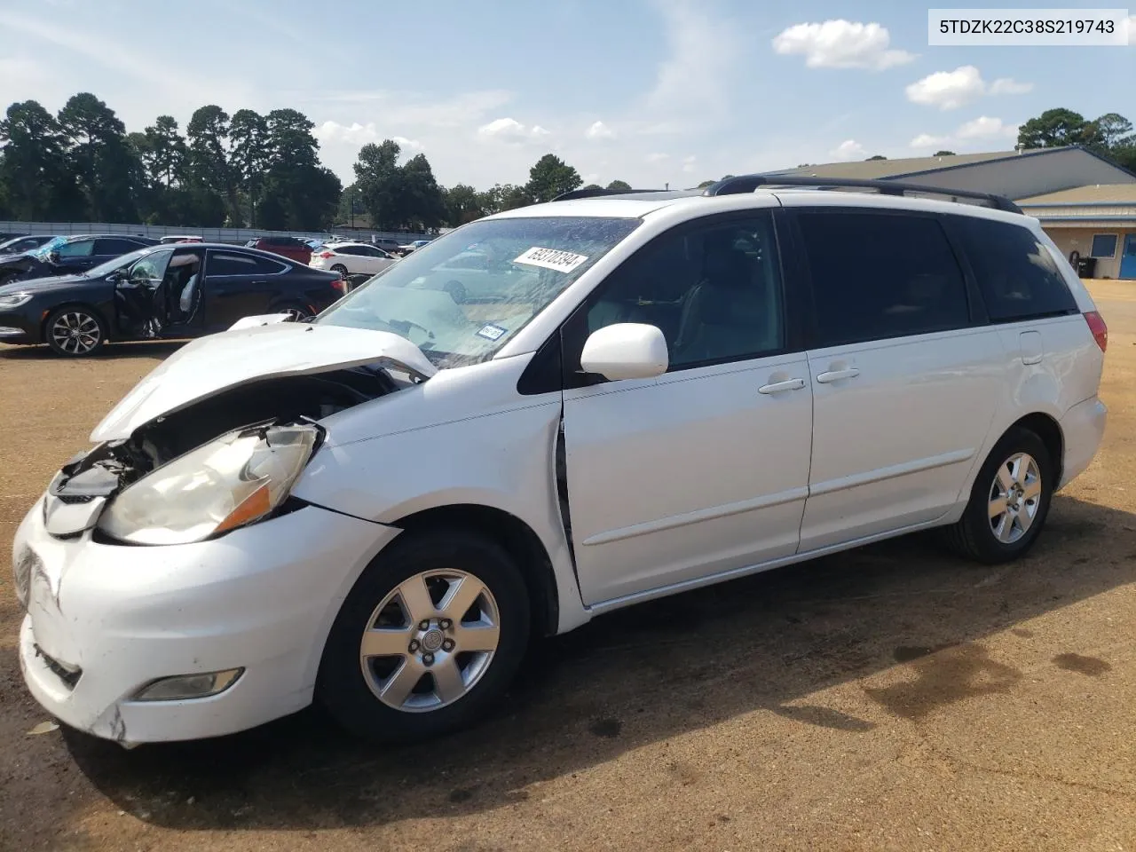 2008 Toyota Sienna Xle VIN: 5TDZK22C38S219743 Lot: 69370394