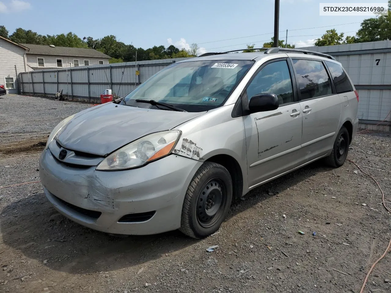 5TDZK23C48S216980 2008 Toyota Sienna Ce