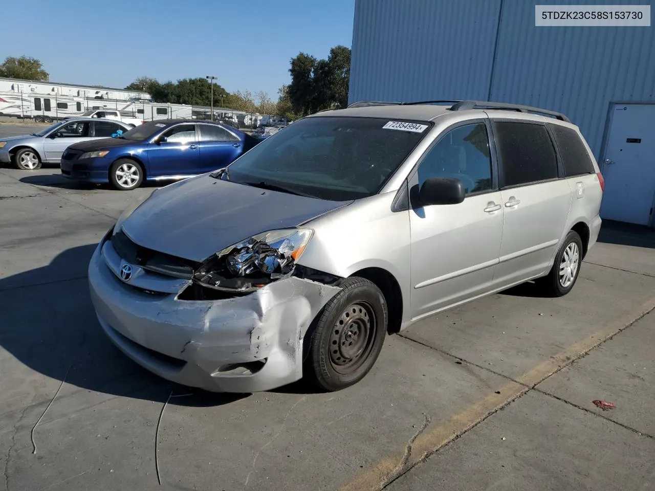 2008 Toyota Sienna Ce VIN: 5TDZK23C58S153730 Lot: 72354994