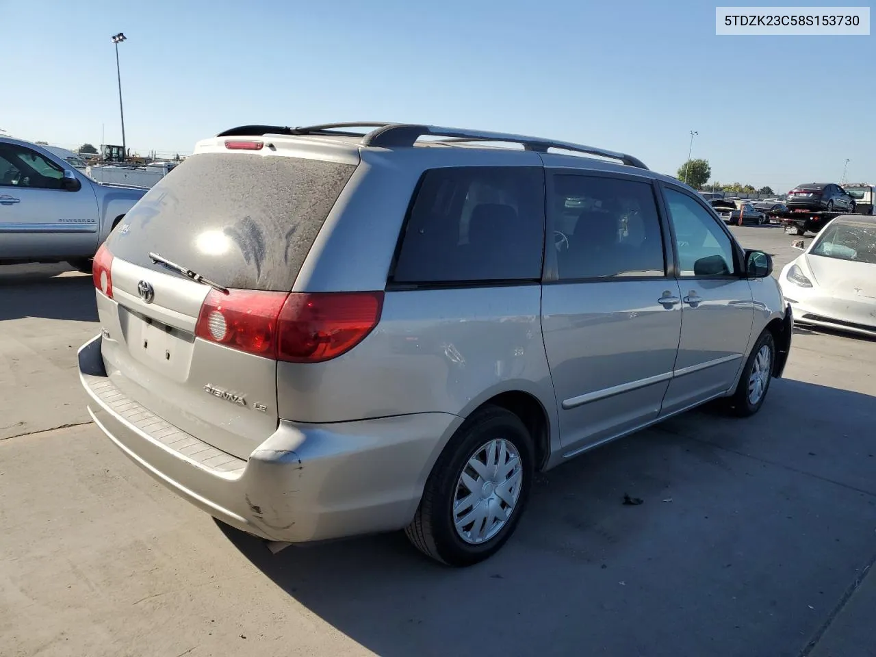 2008 Toyota Sienna Ce VIN: 5TDZK23C58S153730 Lot: 72354994