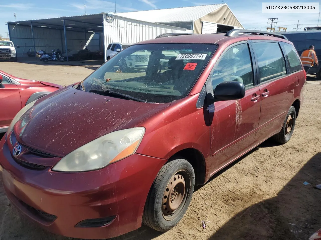 2008 Toyota Sienna Ce VIN: 5TDZK23C58S213005 Lot: 72699774