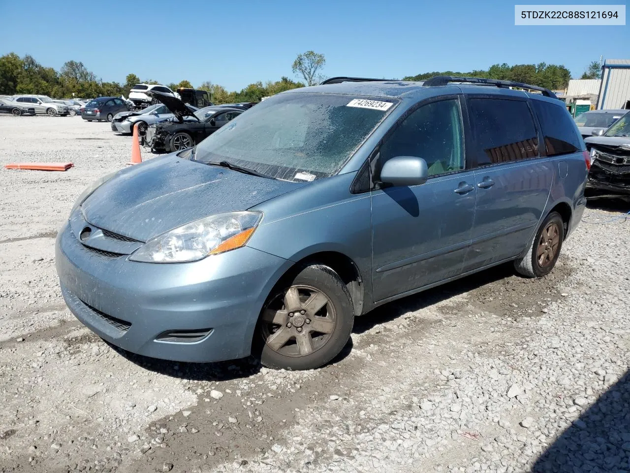 2008 Toyota Sienna Xle VIN: 5TDZK22C88S121694 Lot: 74269234