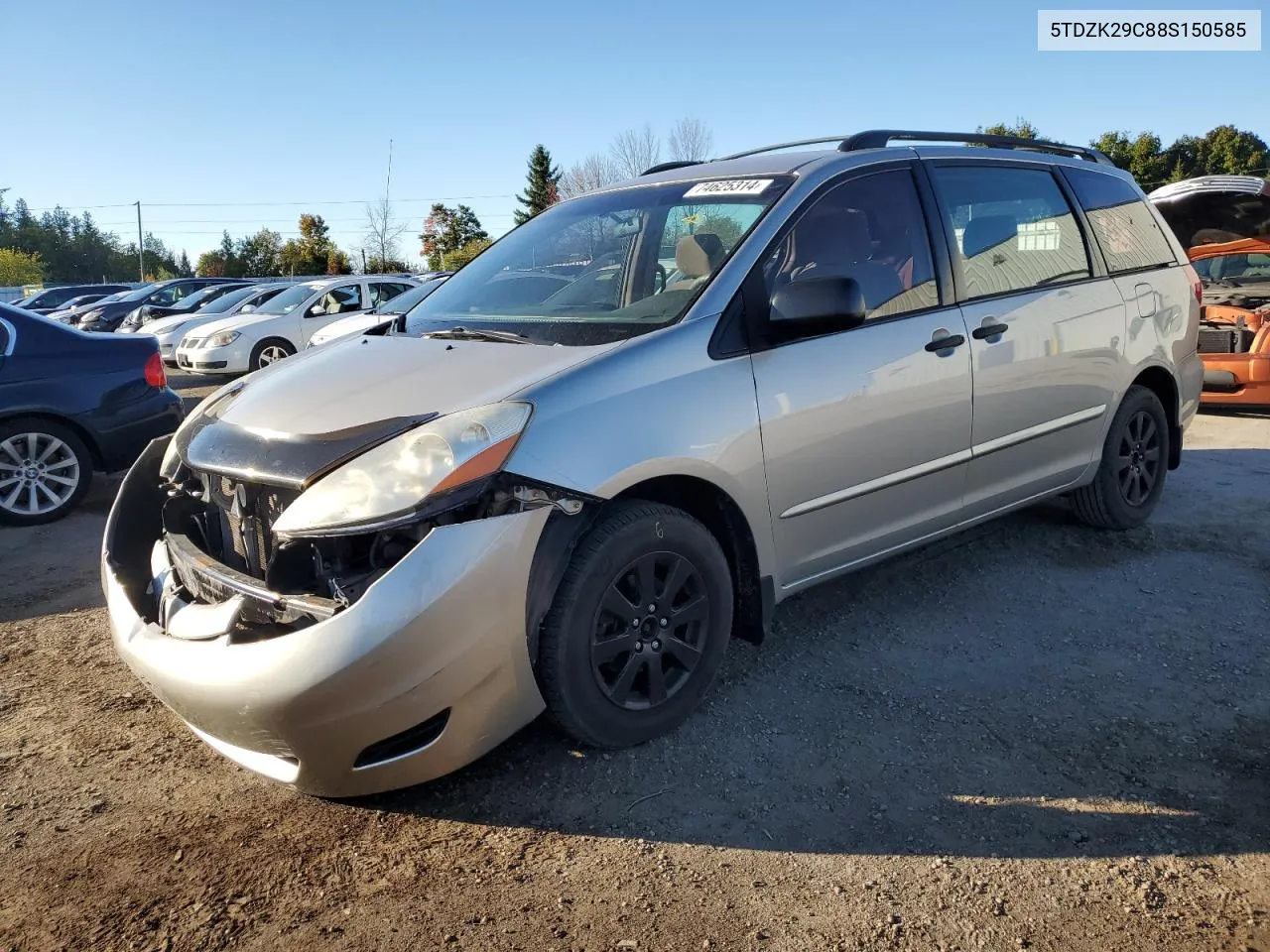 2008 Toyota Sienna Ce VIN: 5TDZK29C88S150585 Lot: 74625314