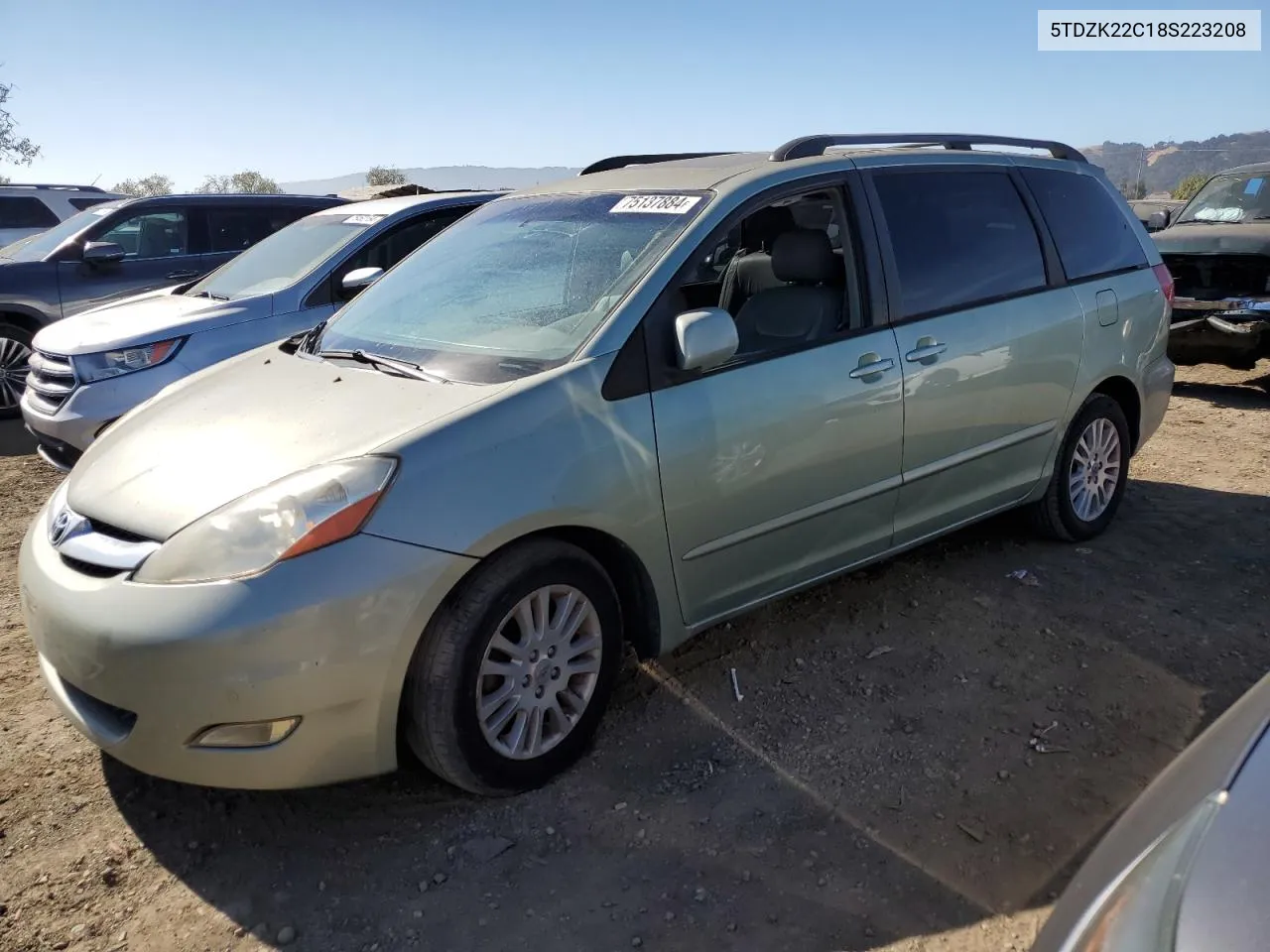 2008 Toyota Sienna Xle VIN: 5TDZK22C18S223208 Lot: 75137884