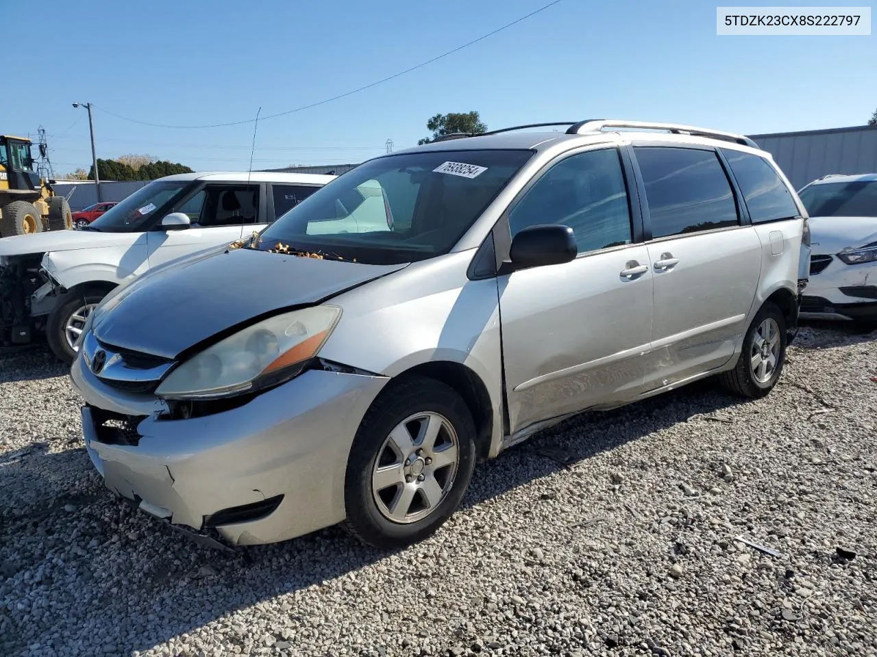 2008 Toyota Sienna Ce VIN: 5TDZK23CX8S222797 Lot: 76938254