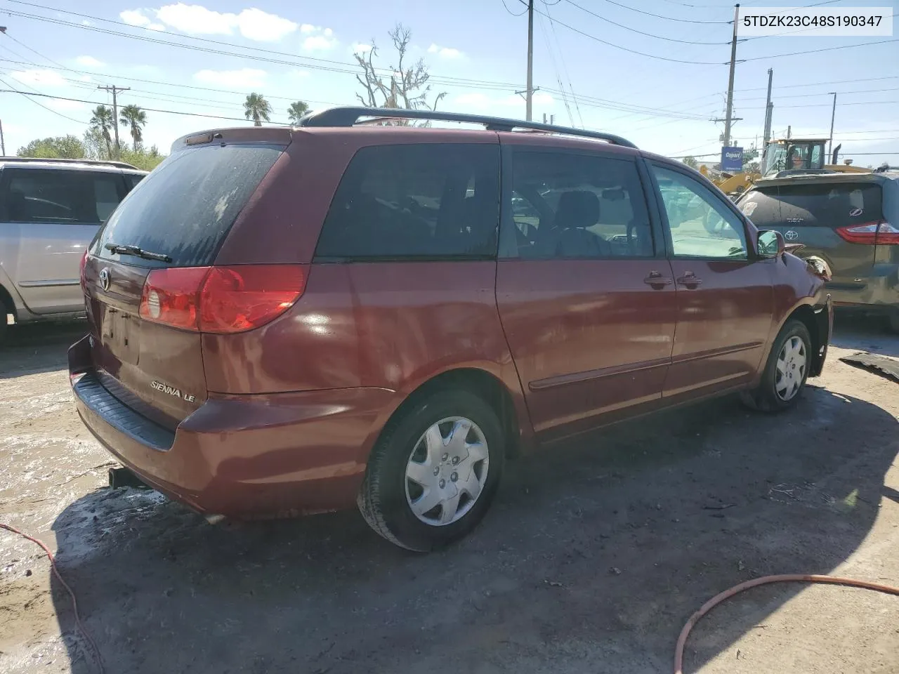 5TDZK23C48S190347 2008 Toyota Sienna Ce