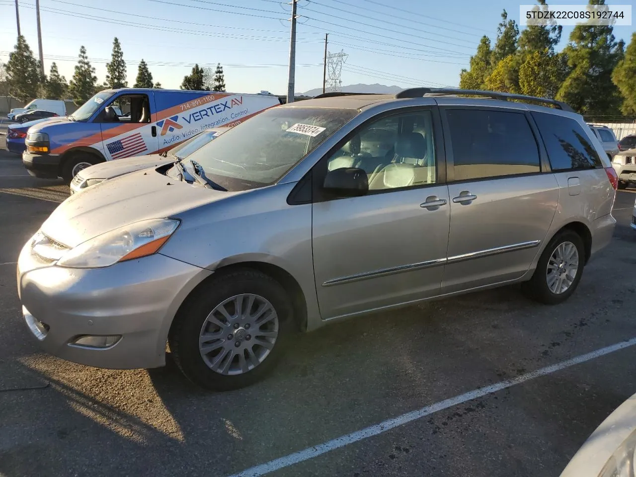 2008 Toyota Sienna Xle VIN: 5TDZK22C08S192744 Lot: 79953374