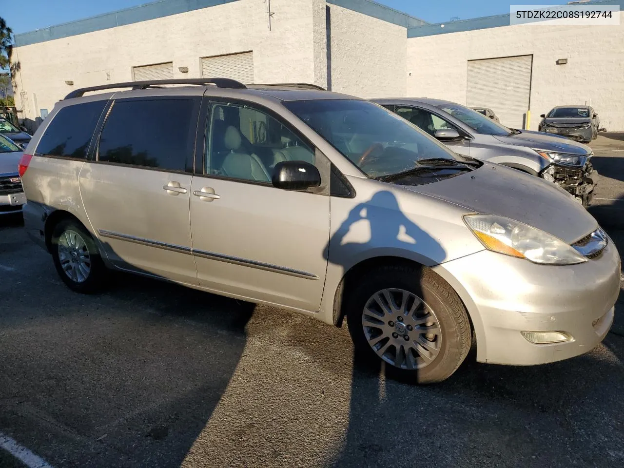 2008 Toyota Sienna Xle VIN: 5TDZK22C08S192744 Lot: 79953374