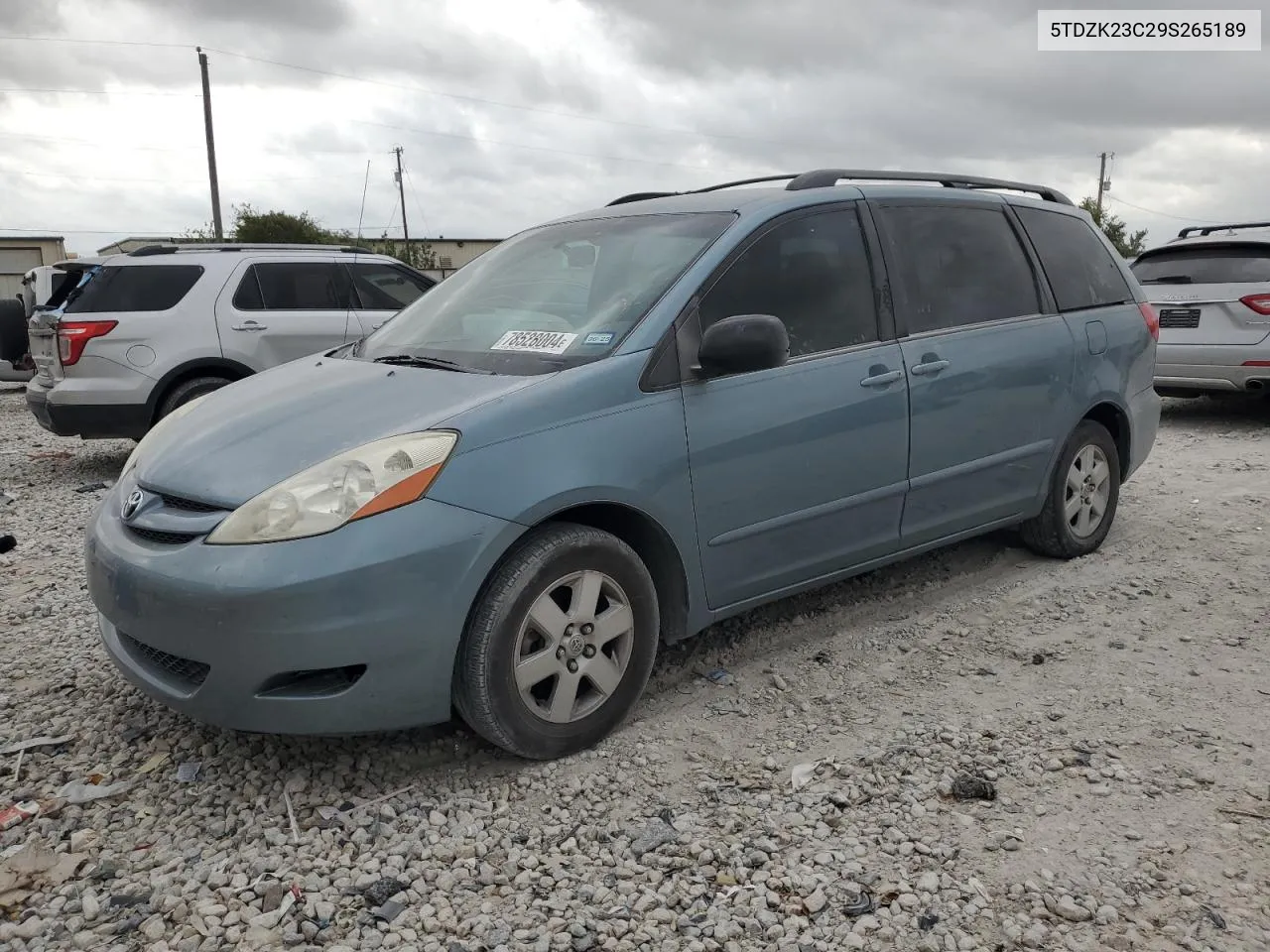 2009 Toyota Sienna Ce VIN: 5TDZK23C29S265189 Lot: 78528004