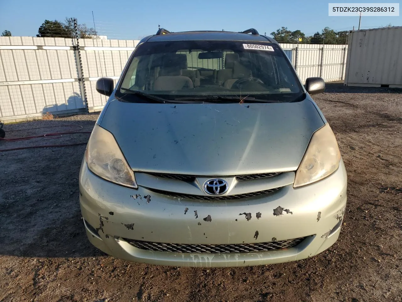 2009 Toyota Sienna Ce VIN: 5TDZK23C39S286312 Lot: 80502974