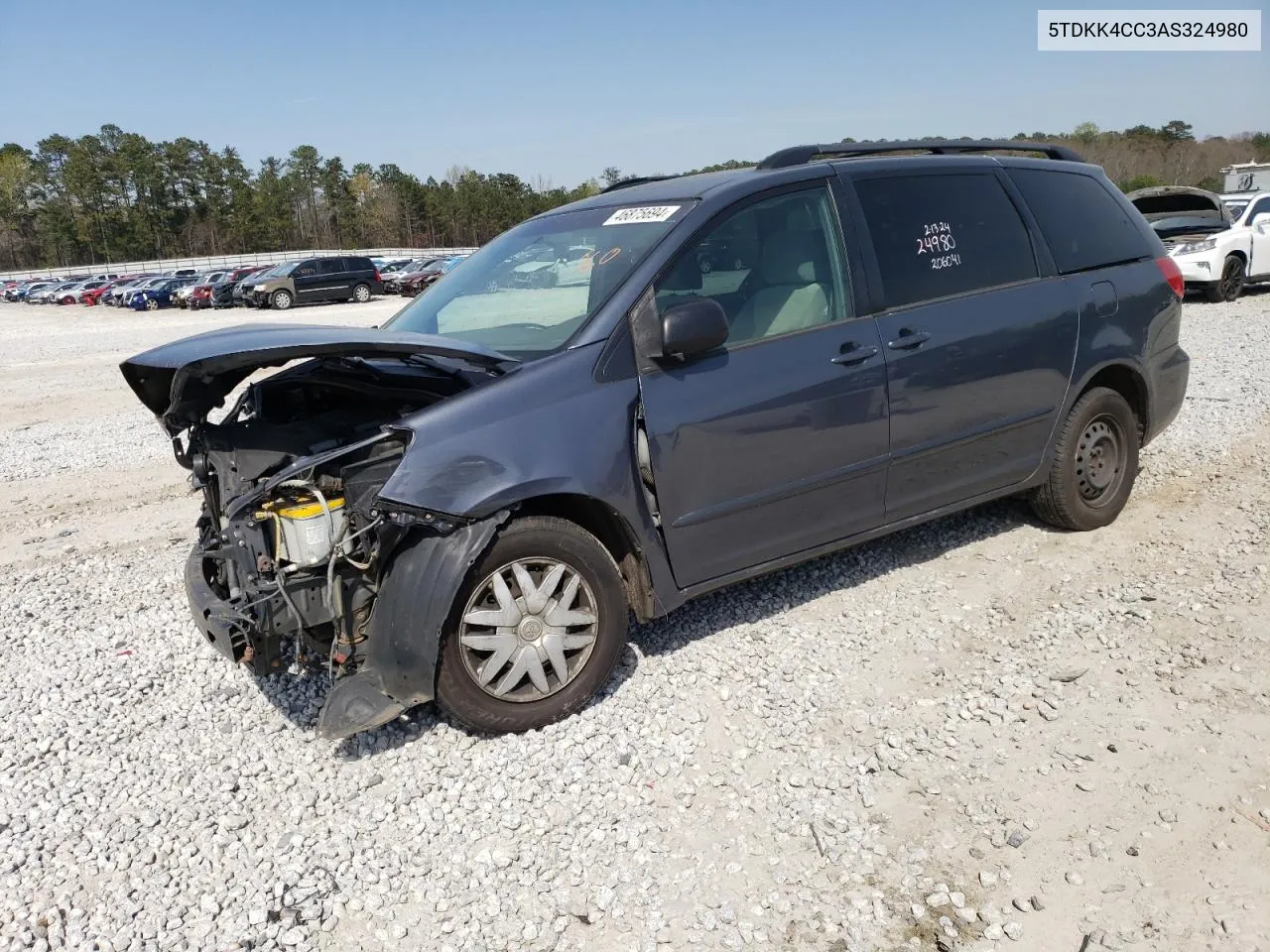 2010 Toyota Sienna Ce VIN: 5TDKK4CC3AS324980 Lot: 46875694