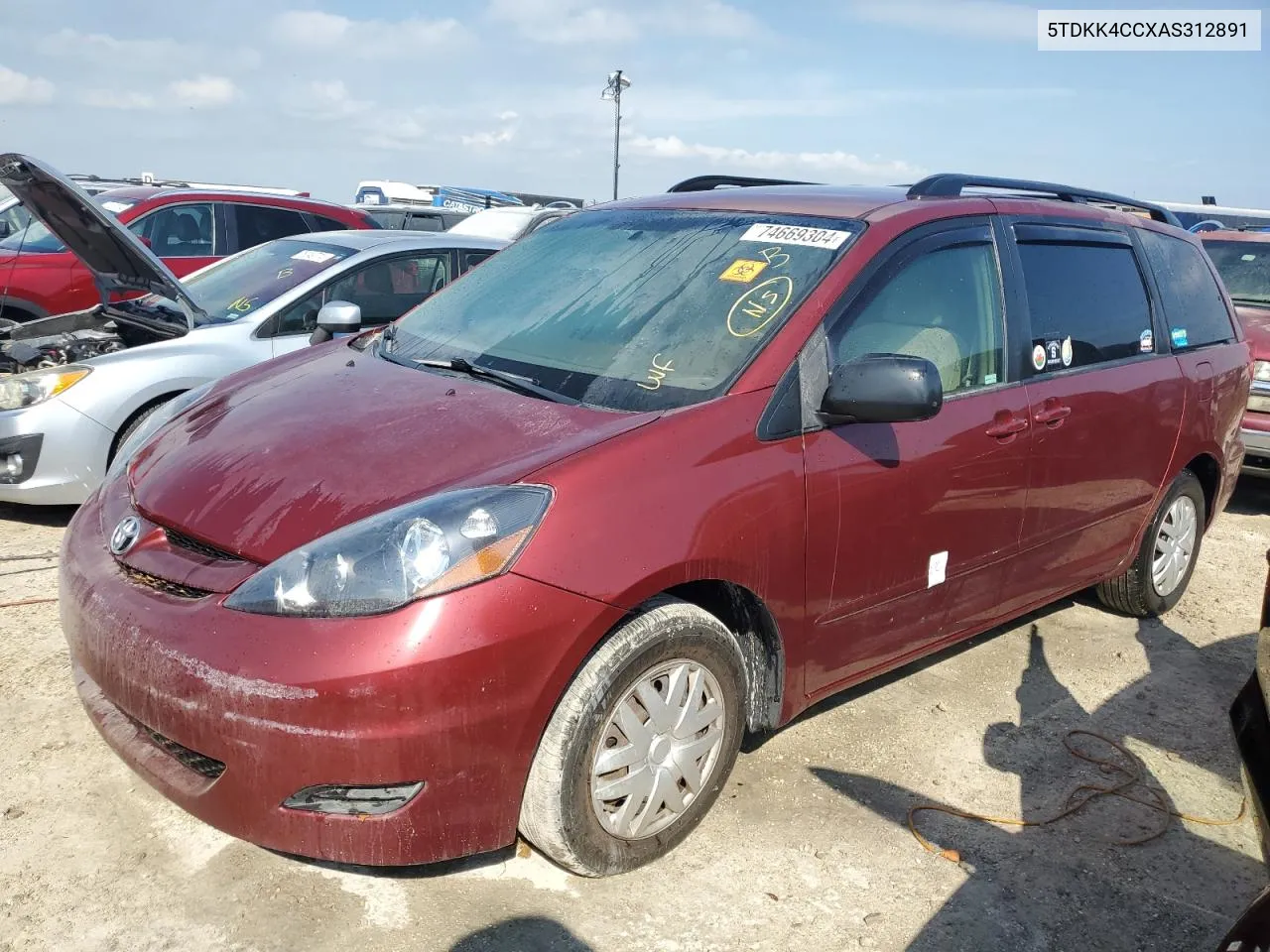 2010 Toyota Sienna Ce VIN: 5TDKK4CCXAS312891 Lot: 74669304